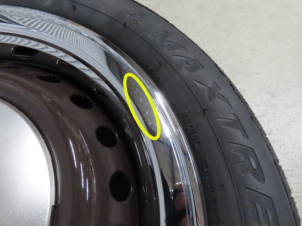 ☆4 ホンダ N-BOX ブラウン 純正 155/65R14 メッキトリムリング JF1 N-ONE 4.5J PCD100 4穴 スチール 超バリ溝 タイヤホイールセット