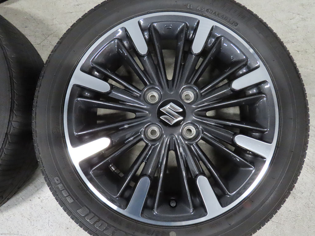 ☆4 ガリ傷無 スズキ スペーシア カスタム 165/55R15 ブリヂストン B250 4.5J +45 PCD100 4穴 15インチ MK53S タイヤホイールセット
