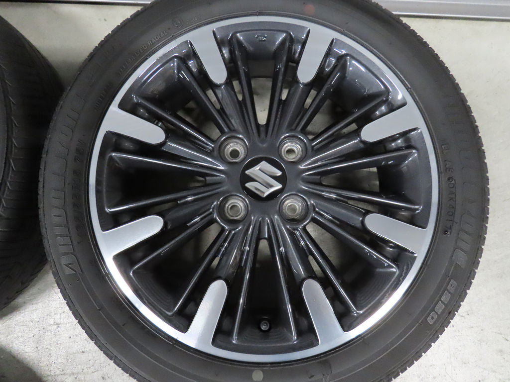 ☆4 ガリ傷無 スズキ スペーシア カスタム 165/55R15 ブリヂストン B250 4.5J +45 PCD100 4穴 15インチ MK53S タイヤホイールセット